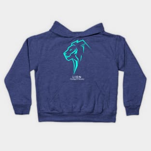 Lion Head Illustrate Turqois Blue Is the Symbol of Courage and Honesty Kids Hoodie